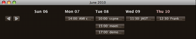 example of Ambient Spotlight calendar interface