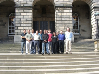 Partners outside Old College in Edinburgh