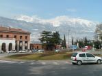 The train station with mountains